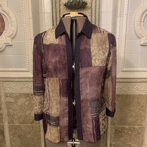 R & M. Sz 14. USA. Semi Sheer, Open Front, Lagenlook Jacket. Contrast. B88.